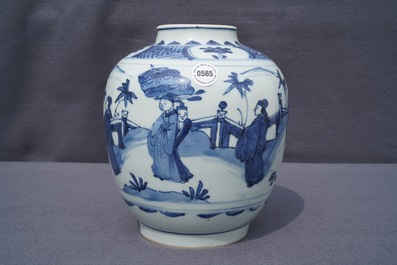 A Chinese blue and white baluster vase, Wanli/Tianqi